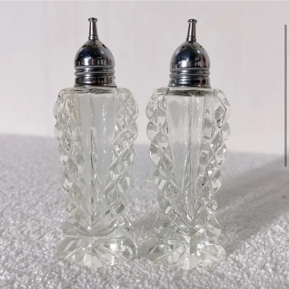 Vintage Cut Crystal  Salt & Pepper Shakers - Picture 3 of 11